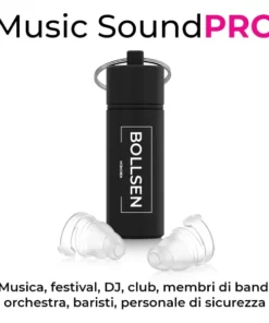 Tappi per le orecchie BOLLSEN Music SoundPRO per musica - Musica, festival, DJ, club, membri di band, orchestre, baristi, personale di sicurezza